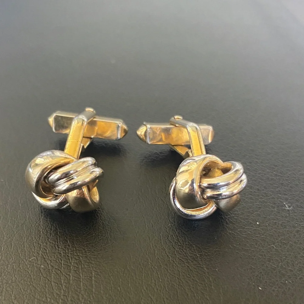 Swank Vintage Gold and Silver Knot Cufflinks